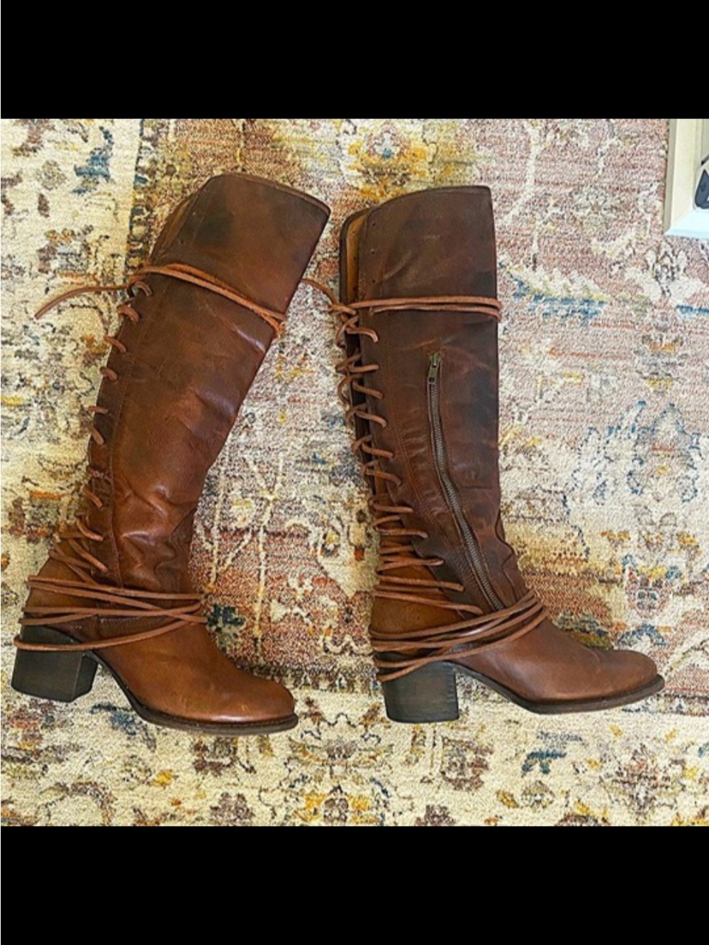 Freebird by Steve Cognac Over-the-Knee Lace Wrap Boots